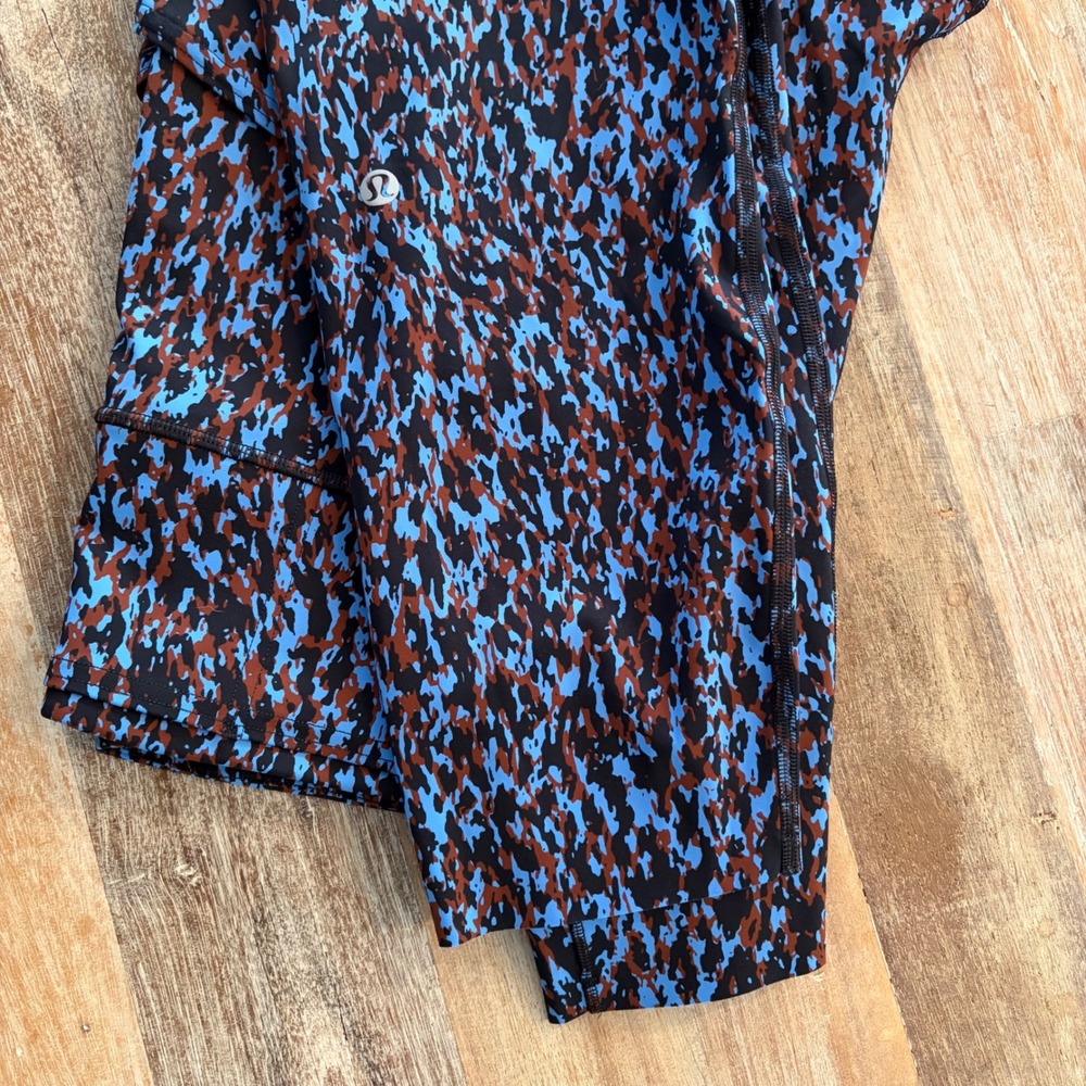 Lululemon Fast and Free 25" Leggings Leopard Camo Blue Brown Multi High Rise 14 - Picture 6 of 12